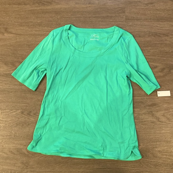 TALBOTS WOMENS SCOOP NECK CURVED HEM TEE - Picture 3 of 6